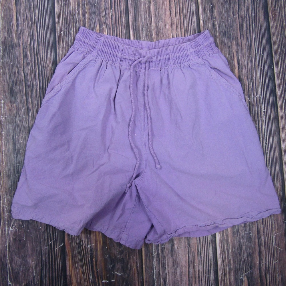 ERIKA & CO. Skimmer Shorts Womens M Purple Gauze 100% Cotton 5.5 Inseam Pockets